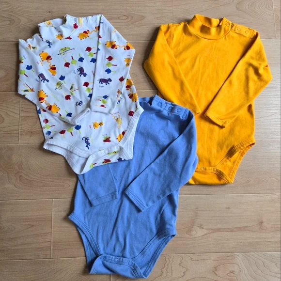 Set of 3 Hanna Andersson colorful long sleeved bodysuit onesies